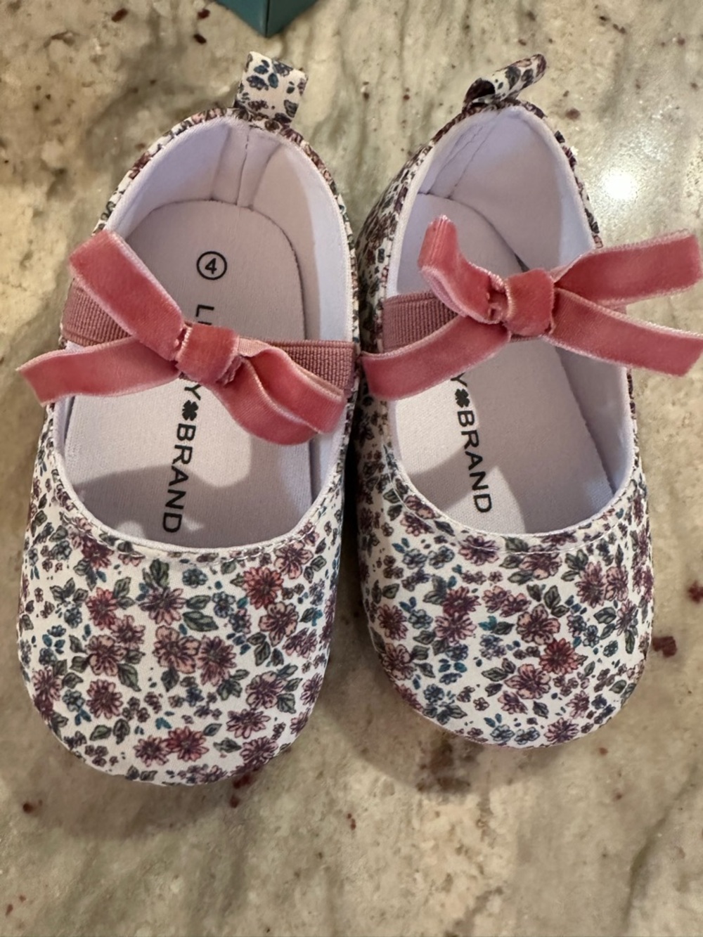 Lucky Brand Floral Flats Kids Size 4 Toddler Girl Bow Shoes Never Worn